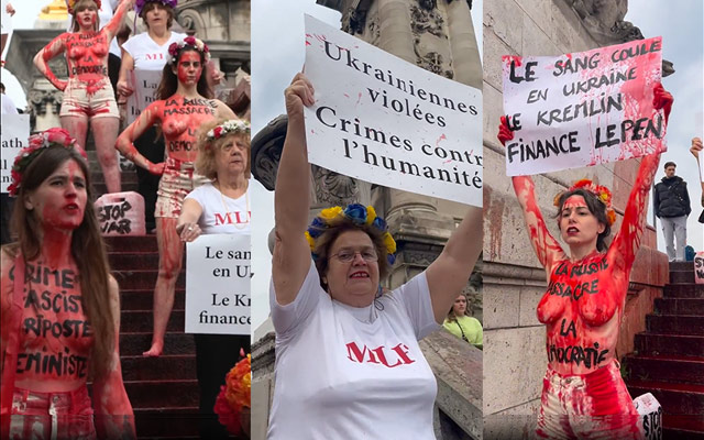 Femen - MLF Le sang coule en Ukraine, le Kremlin finance Le Pen