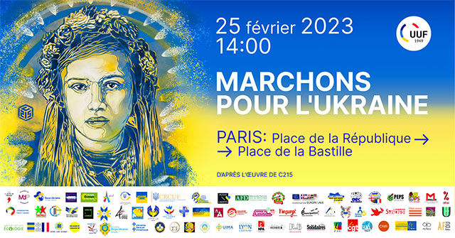 Marche pour l'Ukraine 25 fevrier 2023